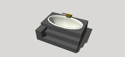 现代大理石浴缸草图大师模型，浴缸sketchup模型下载