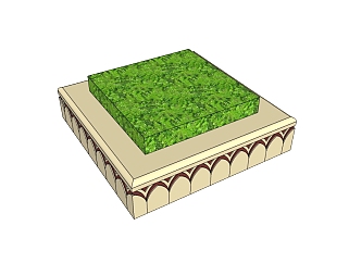 现代方形树池草图大师模型下载， 树池坐凳su模型免费下载