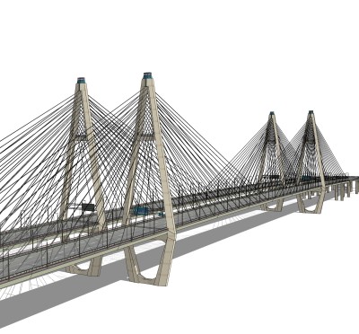 悬索桥设计草图大师模型下载，sketchup悬索桥su模型分享
