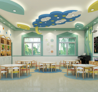 白湖幼儿园活动教室装饰设计施工图CAD图纸，幼儿园cad设计图纸下载