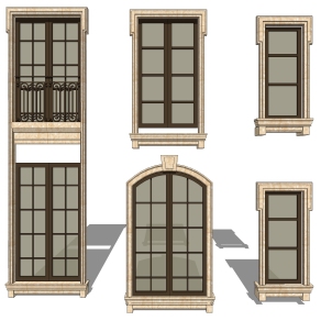 欧式风格窗草图大师模型，欧式窗SU模型下载