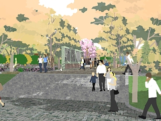 <em>新中式公园景观</em>草图大师模型，公园sketchup模型下载