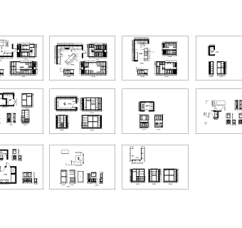 橱柜设计-整体厨房设计CAD图纸55套CAD图纸下载dwg文件下载