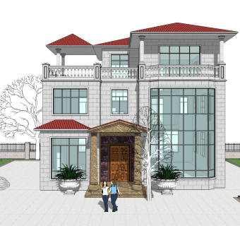 欧式别墅su模型，别墅sketchup模型下载