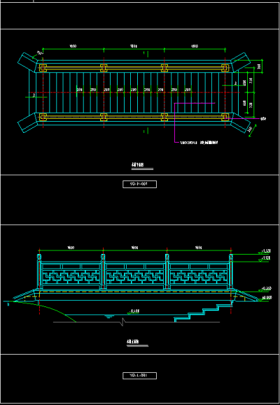 现代中式景观桥cad图纸，景观桥cad施工图下载