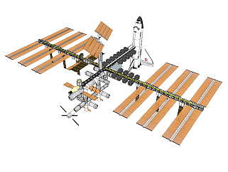 现代航天站草图大师模型，空间站sketchup模型下载