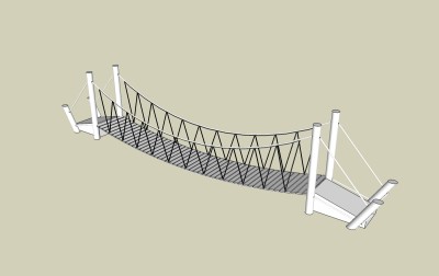 现代景观吊桥草图大师模型，吊桥sketchup模型下载