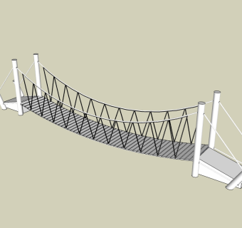 现代景观吊桥草图大师模型，吊桥sketchup模型下载