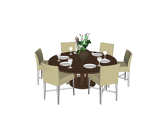 现代餐桌<em>椅su模型</em>，现代餐桌椅sketchup模型下载