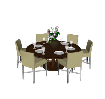 现代餐桌椅su模型，现代餐桌椅sketchup模型下载