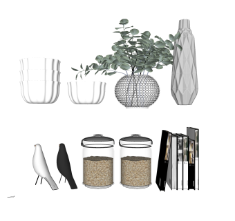 北欧陶瓷摆件草图大师模型,现代装饰品su模型下载