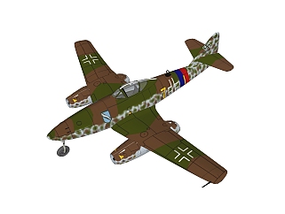 德国ME-262喷气<em>战斗机</em>sketchup模型，<em>战斗机</em>草图大师...