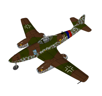 德国ME-262喷气战斗机sketchup模型，战斗机草图大师模型下载