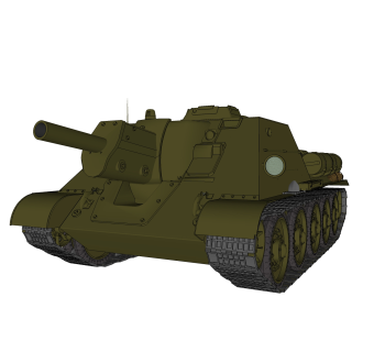苏联SU-122自行榴弹炮前期型su模型，自行榴弹炮草图大师模型下载