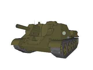 苏联SU-122自行榴弹炮前期型su模型，自行榴弹炮草图大师模型下载