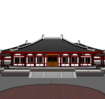 唐朝古建筑草图大师模型下载、唐朝古建筑su模型下载