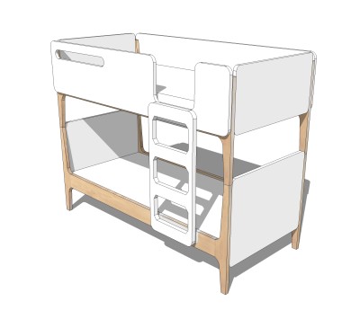 高低床铺草图大师模型，儿童床SU模型下载