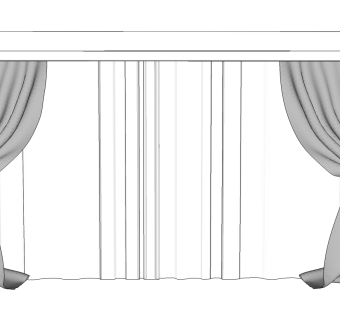 现代窗帘草图大师模型下载、现代窗帘su模型下载