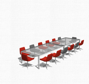 现代方形玻璃会议桌草图大师模型，会议桌skp模型下载