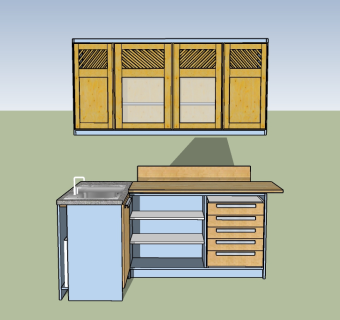 厨房柜.草图大师模型，橱柜sketchup模型下载