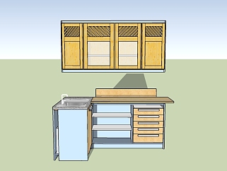 厨房柜.草图大师模型，橱柜sketchup模型下载
