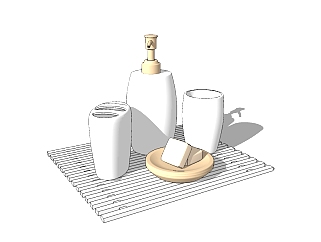 现代肥皂香水sketchup模型，洗漱用品草图大师模型下载