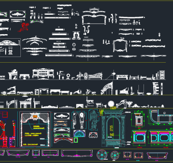 原创家具饰面激光花拼花CAD图库，装饰拼花CAD图纸下载