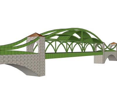 现代桥梁草图大师模型下载，sketchup桥梁su模型分享