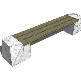 条形座椅skp文件下载，户外景观椅sketchup模型下载