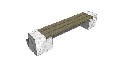 条形座椅skp文件下载，户外景观椅sketchup模型下载