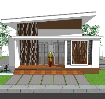 现代风格别墅草图大师模型下载，别墅SKP模型下载