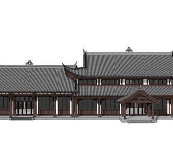 中式建筑草图大师模型，古建民俗sketchup模型免费下载