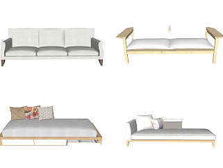 现代双人沙发组合草图大师模型，沙发组合sketchup模型下载
