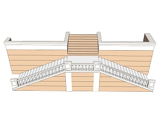 现代大理石双合式楼梯草图大师模型，大理石双合式楼梯sketchup模型免费下载