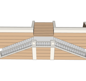 现代大理石双合式楼梯草图大师模型，大理石双合式楼梯sketchup模型免费下载