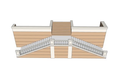 现代大理石双合式楼梯草图大师模型，大理石双合式楼梯sketchup模型免费下载