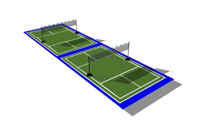 现代羽毛球场草图大师模型，羽毛球场sketchup模型免费下载