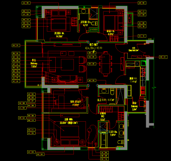 华润大涌3套样板间cad施工图下载、华润大涌3套样板间dwg文件下载