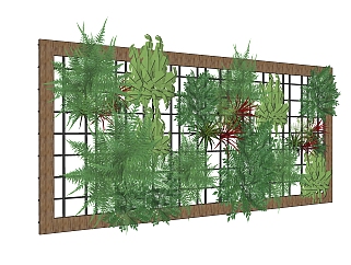 垂直绿化植物墙su模型下载，绿植<em>背景</em>墙草图大师模型