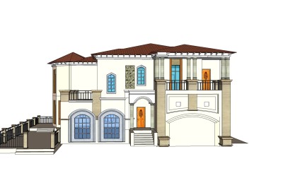 欧式别墅外观草图大师模型，别墅外观sketchup模型免费下载