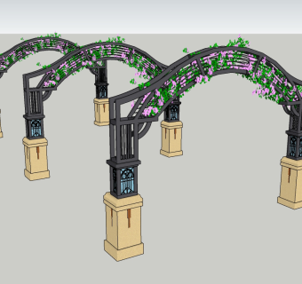 欧式景观花架草图大师模型，景观花架sketchup模型下载