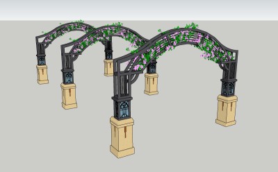 欧式景观花架草图大师模型，景观花架sketchup模型下载