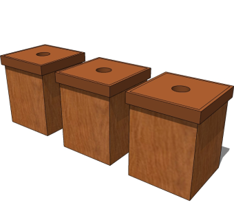 现代木制垃圾箱草图大师模型，垃圾桶SU模型下载