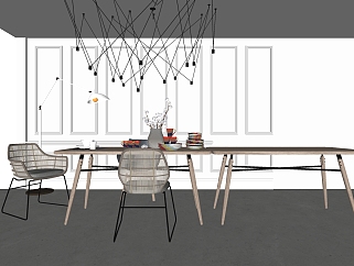 <em>北欧餐桌</em>椅组合su模型，餐桌sketchup模型下载