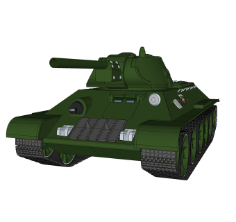 苏联T-34中型坦克su模型，坦克草图大师模型下载