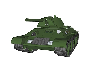 苏联T-34中型坦克su模型，坦克草图大师模型下载