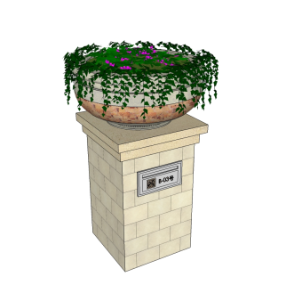 欧式花钵盆栽免费su模型下载、欧式花钵盆栽草图大师模型下载