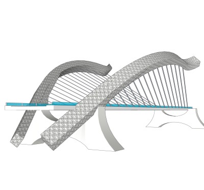 斜拉桥草图大师模型下载，斜拉桥sketchup模型分享
