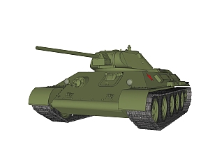 现代<em>苏联</em>T-34中型坦克su模型，坦克草图大师模型下载