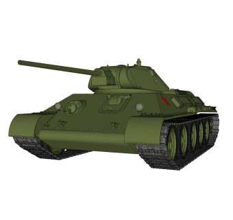 现代苏联T-34中型坦克su模型，坦克草图大师模型下载